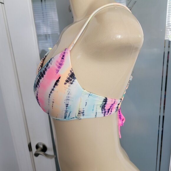 NoBo Abstract Tie Dye Multicolor Push Up Bikini Top - Picture 5 of 8